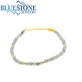Labradorite Beaded Gold Plated Bracelet -7.5"